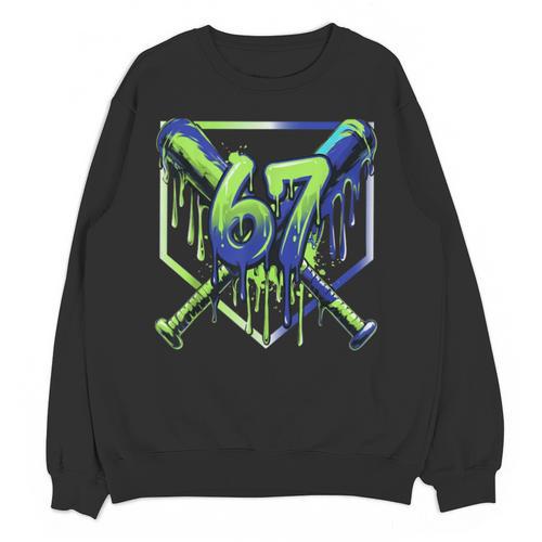 67 Baseball Drip Effect Urban Tee Style 6-7 Meme Graphic Unisex Sweatshirt - Sportilla