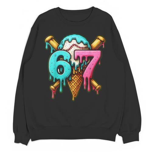 67 Baseball Ice Cream Drip Kids Unisex Sweatshirt - Sportilla