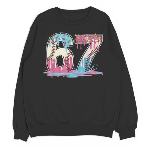 67 Baseball Ice Cream Drip Meme Six Seven Gen Alpha Unisex Sweatshirt - Sportilla
