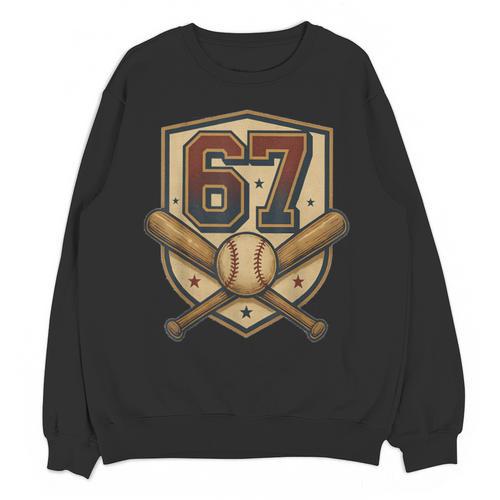 67 Baseball Meme Vintage Sports Crest Retro 67 Player Unisex Sweatshirt - Sportilla
