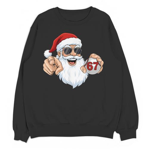 67 Baseball Santa Six Seven Meme Christmas Men Women Kids Unisex Sweatshirt - Sportilla