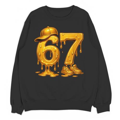 67 Brain Rot Meme Baseball Ice Cream Drip For Kids & Teens Unisex Sweatshirt - Sportilla