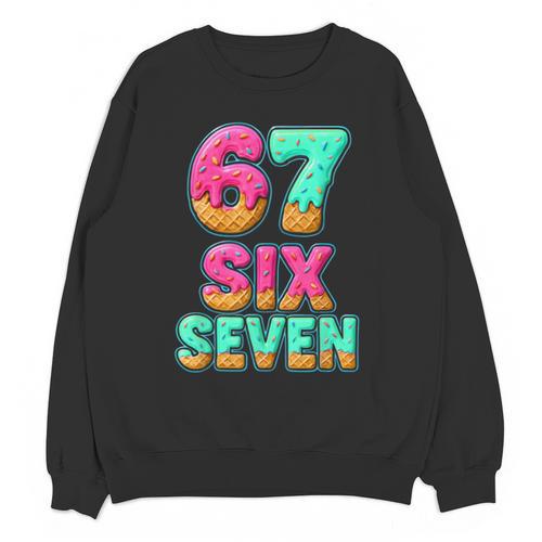 67 Ice Cream Drip Baseball Six Seven 6-7 Meme Teen Boy Unisex Sweatshirt - Sportilla