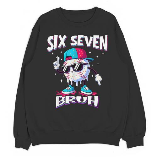 67 Meme Six Seven Baseball Ice Cream Drip Girls Boys Unisex Sweatshirt - Sportilla