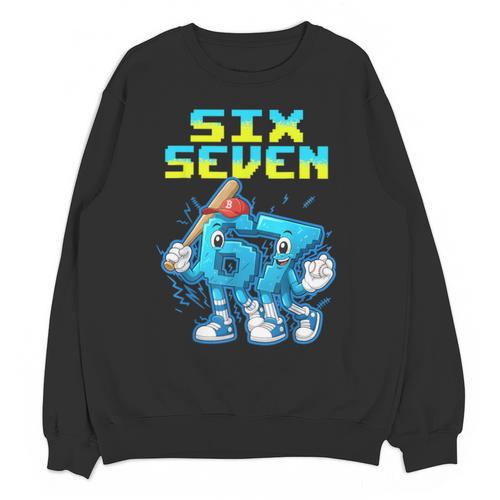 67 Six Seven 6-7 Italian Brainrot Kids Baseball Meme Unisex Sweatshirt - Sportilla