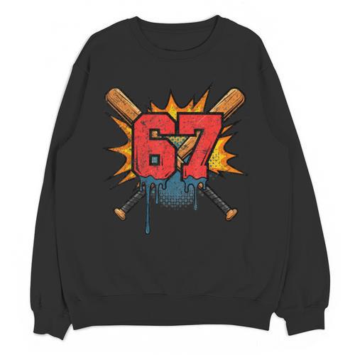 67 Sports Meme – Baseball Bats Number 6 7 Unisex Sweatshirt - Sportilla