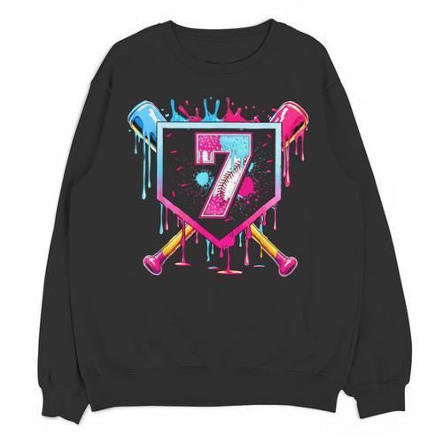 7th Birthday Boys Baseball Ice Cream Drip Boys Baseball Unisex Sweatshirt - Sportilla
