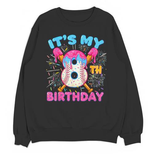8th Birthday Baseball 8 Year Old Ice Cream Drip Boy Baseball Unisex Sweatshirt - Sportilla