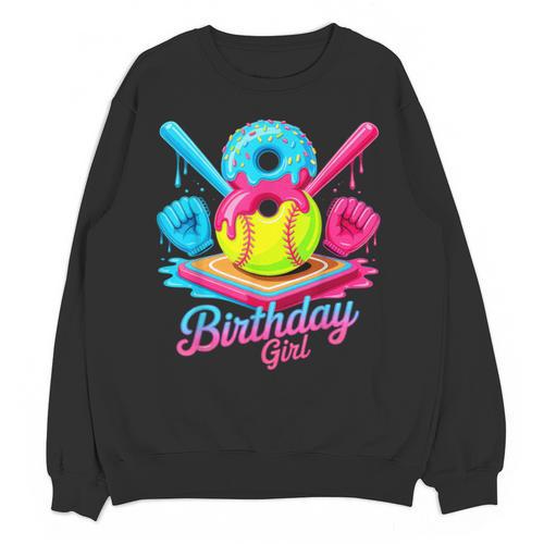 8th Birthday Baseball Ice Cream Drip 8 Years Old Girls B-Day Unisex Sweatshirt - Sportilla