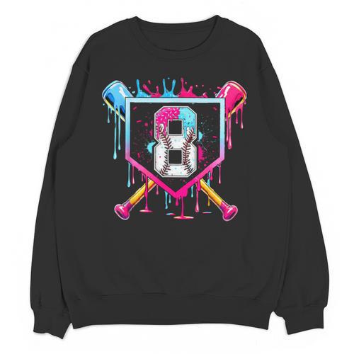 8th Birthday Boys Baseball Ice Cream Drip Boys Baseball Unisex Sweatshirt - Sportilla