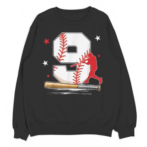 9 Years Old Baseball Birthday Boy 9th Bday Party Unisex Sweatshirt - Sportilla