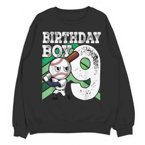 9th Birthday Baseball Birthday Party 9th Birthday Boy Unisex Sweatshirt - Sportilla