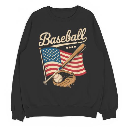 American Flag Baseball Player Bat Fan Catcher Pitcher USA Unisex Sweatshirt - Sportilla