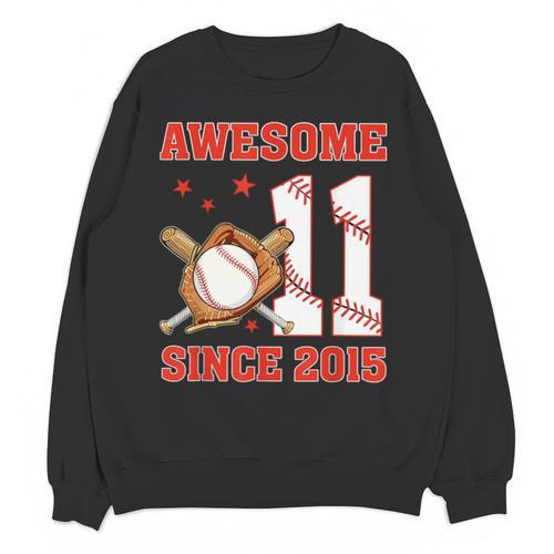 Awesome Since 2015 11 Year Old Boys Bday Baseball Theme Unisex Sweatshirt - Sportilla