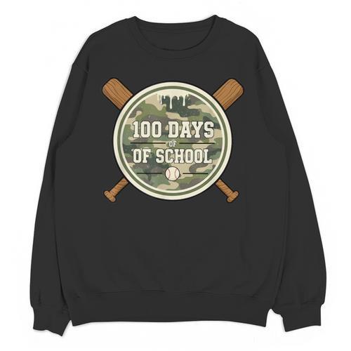 Baseball 100th Day Of School Camouflage Unisex Sweatshirt - Sportilla