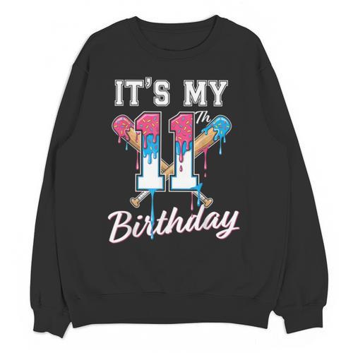 Baseball 11 Year Old Ice Cream Drip 11th Birthday Boys Unisex Sweatshirt - Sportilla