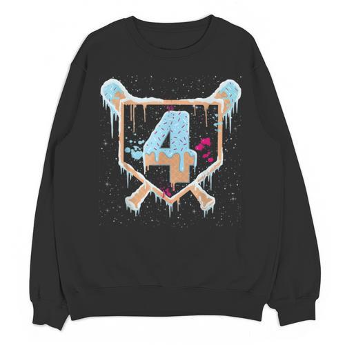 Baseball 4 Year Old Ice Cream Drip 4th Birthday Boy Number 4 Unisex Sweatshirt - Sportilla