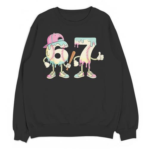 Baseball 67 Dripping Six Seven Drip Meme Ice Cream Boy Unisex Sweatshirt - Sportilla