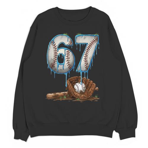 Baseball 67 Six Seven Meme 6-7 Drip Baseball Boys Men Unisex Sweatshirt - Sportilla