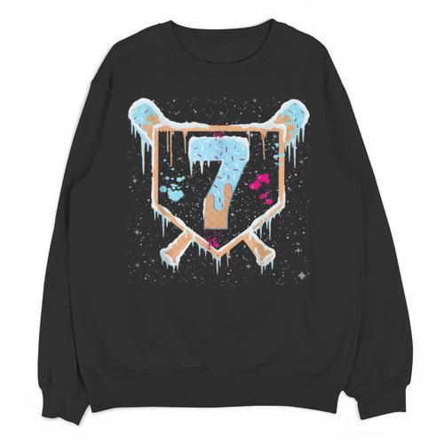 Baseball 7 Year Old Ice Cream Drip 7th Birthday Boy Number 7 Unisex Sweatshirt - Sportilla