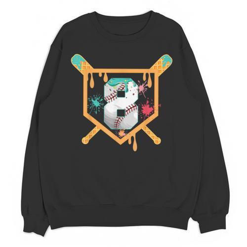 Baseball 8 Year Old Ice Cream Drip 8th Birthday Boy Number 8 Unisex Sweatshirt - Sportilla