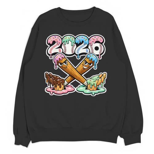 Baseball Bat 2026 Hands Drip Boys Ice Cream Dripping Youth Unisex Sweatshirt - Sportilla
