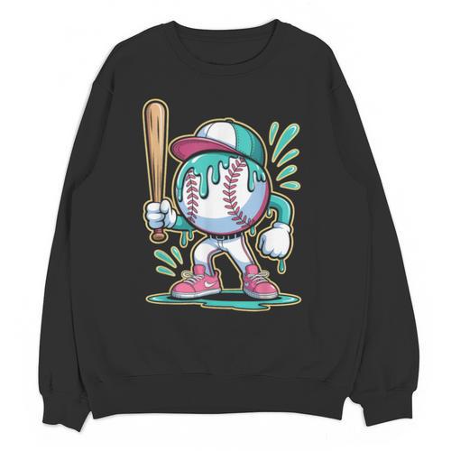 Baseball Character Cartoon Batter Drip Style Women Men Unisex Sweatshirt - Sportilla