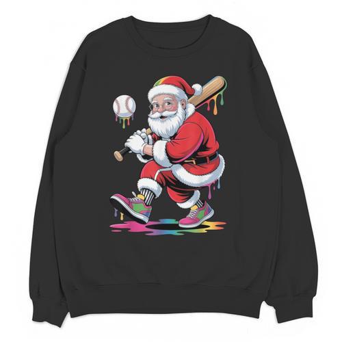 Baseball Christmas Santa Claus Batter Baseball Drip Unisex Sweatshirt - Sportilla