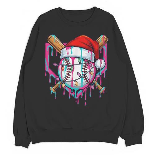 Baseball Christmas Santa Hat Baseball Christmas Drip Unisex Sweatshirt - Sportilla