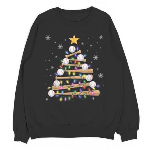 Baseball Christmas Tree Light Xmas Baseball Boys Kids Unisex Sweatshirt - Sportilla