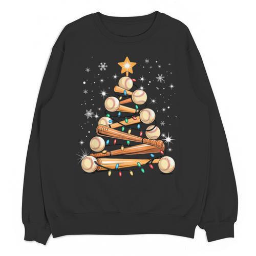 Baseball Christmas Tree Light Xmas Baseball Unisex Sweatshirt - Sportilla