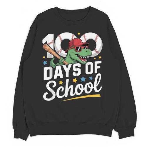 Baseball Dinosaur 100 Days Of School Kids Theme Unisex Sweatshirt - Sportilla