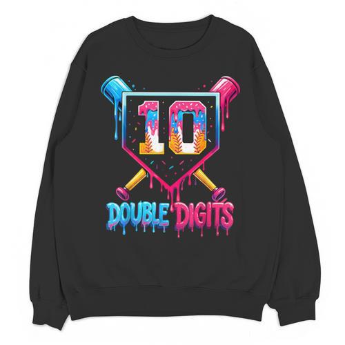 Baseball Drip 10th Birthday Boy Double Digits Ice Cream Drip Unisex Sweatshirt - Sportilla