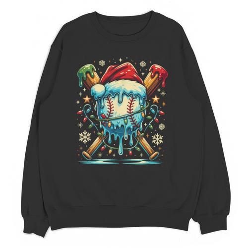 Baseball Drip Boys Youth Santa Christmas Baseball Unisex Sweatshirt - Sportilla