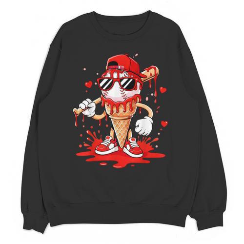 Baseball Drip Ice Cream Apparel Youth Boys Valentines Unisex Sweatshirt - Sportilla