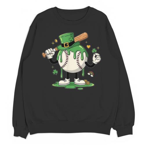 Baseball Drip Ice Cream Boys Kids Shamrock St Patricks Day Unisex Sweatshirt - Sportilla