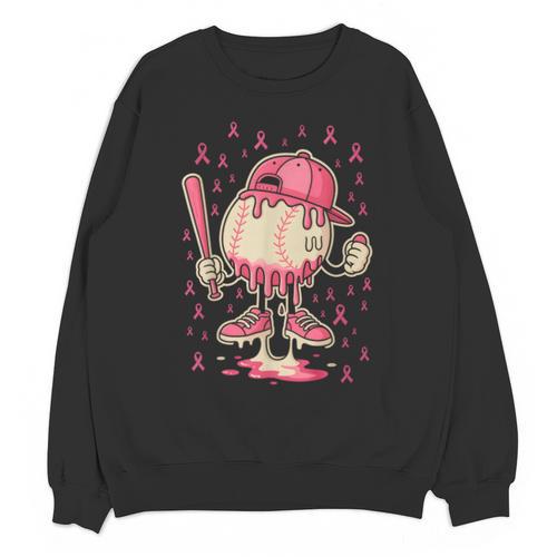 Baseball Drip Ice Cream Breast Cancer Awareness Boys & Girls Unisex Sweatshirt - Sportilla