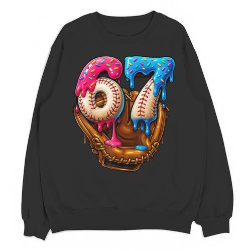 Baseball Drip Ice Cream Number 67 Player Or 67th Birthday Unisex Sweatshirt - Sportilla