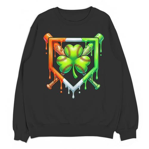 Baseball Drip Ice Cream St Patricks Day Shamrock Lucky Unisex Sweatshirt - Sportilla
