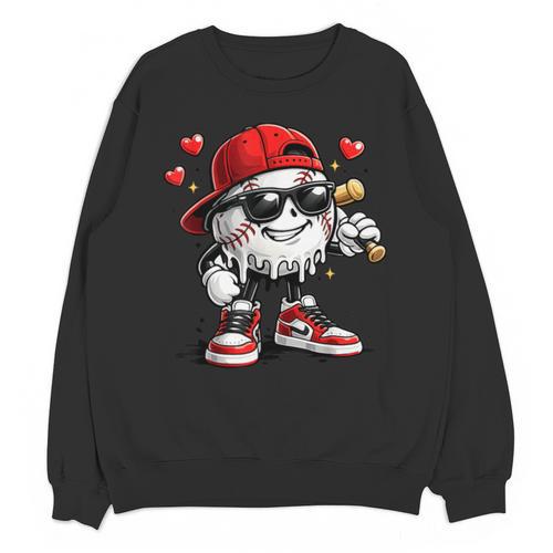 Baseball Drip Ice Cream Valentine’s Day Boys Kids Unisex Sweatshirt - Sportilla
