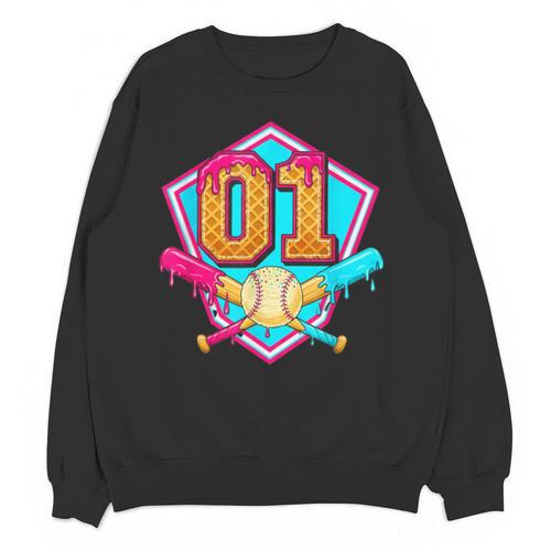 Baseball Drip Jersey Number 1 For Players & 1th Birthday Unisex Sweatshirt - Sportilla