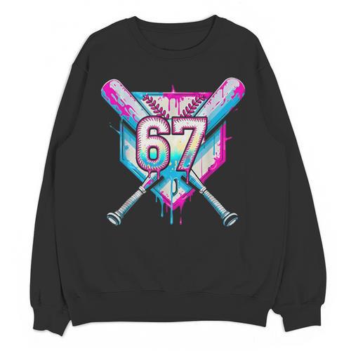 Baseball Dripping 67 Home Plate Six Seven Boy Kids Sports Unisex Sweatshirt - Sportilla
