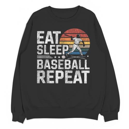 Baseball Fan Vintage Retro Eat Sleep Baseball Repeat Unisex Sweatshirt - Sportilla