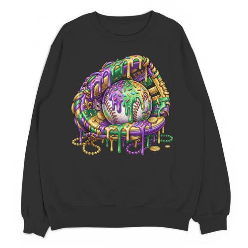 Baseball Glove Ice Cream Mardi Gras Dripping Boys Youth Kids Unisex Sweatshirt - Sportilla