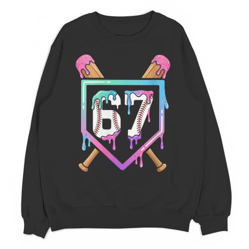 Baseball Ice Cream Drip 67 Player Dabbing Six Seven Boys Unisex Sweatshirt - Sportilla