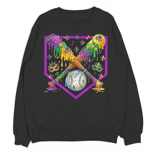 Baseball Ice Cream Drip Boys Mardi Gras Carnival Party Mask Unisex Sweatshirt - Sportilla