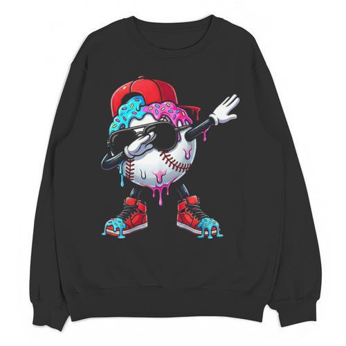 Baseball Ice Cream Drip Dabbing Sports Sprinkles For Boys Unisex Sweatshirt - Sportilla