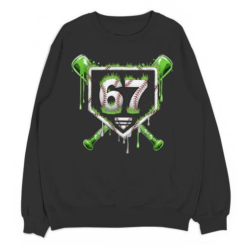 Baseball Ice Cream Drip Number 67 Player 67th Birthday Kids Unisex Sweatshirt - Sportilla