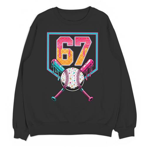 Baseball Ice Cream Drip Number 67 Player 67th Birthday Men Unisex Sweatshirt - Sportilla