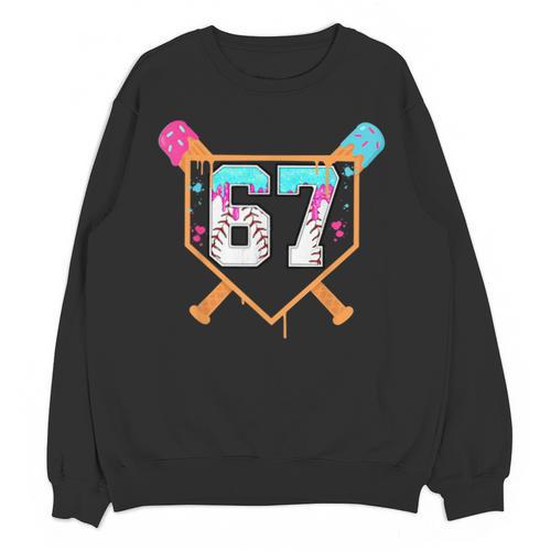 Baseball Ice Cream Drip Number 67 Player Six Seven Meme 6 7 Unisex Sweatshirt - Sportilla